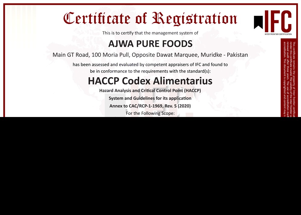 Hazard Analysis Critical Control Point — Ameer e Sultan Agro Food (Pvt) Ltd