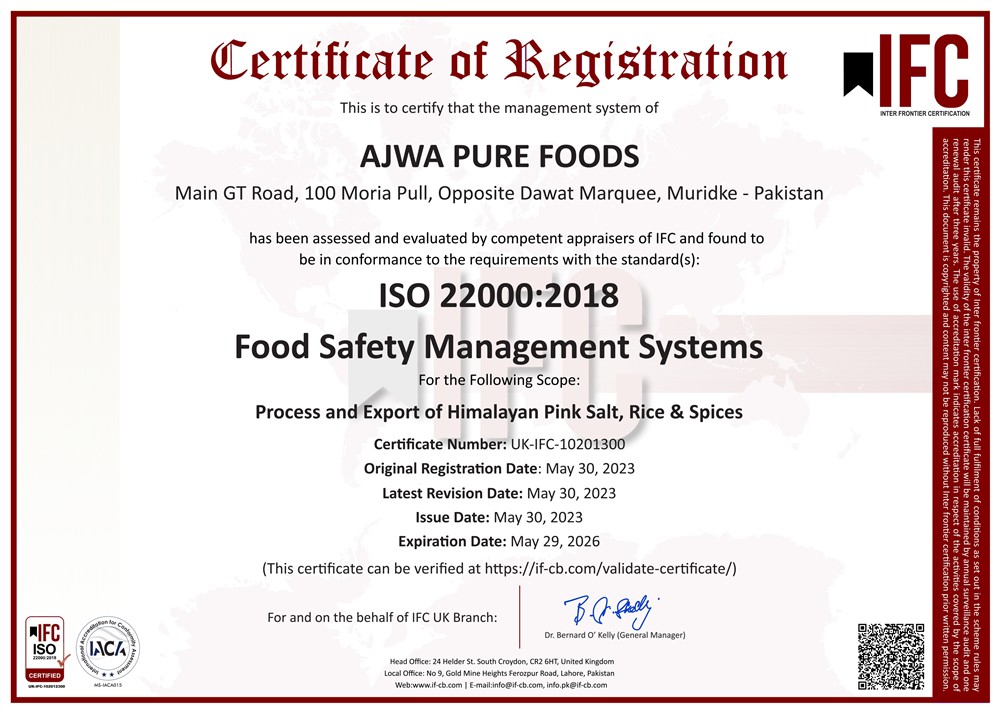 Food Safety Management System (FSMS) — Ameer e Sultan Agro Food (Pvt) Ltd
