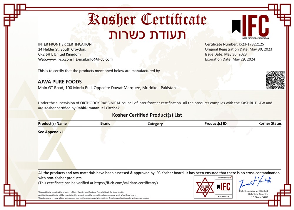 Kosher Compliance Standard — Ameer e Sultan Agro Food (Pvt) Ltd
